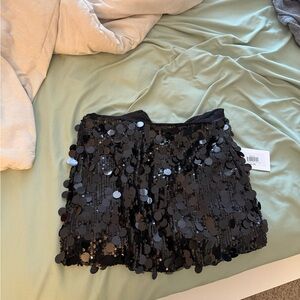 Black Sequin Mini Skirt